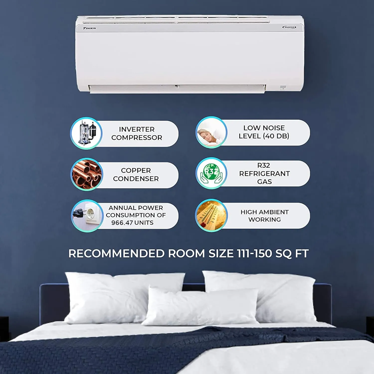 Daikin ATKM50UV16VA 1.5 Ton 5 Star Inverter Split AC  Copper Condenser, Dew Clean, Coanda Airflow & PM2.5 Filter (White, Made in India)