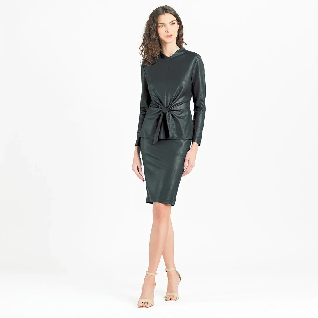 PREORDER- Liquid Leather Front Tie Top-Black